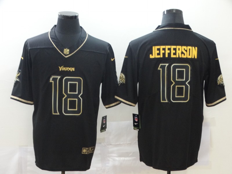 Men Minnesota Vikings #18 Jefferson black Nike Limited NFL Jerseys->women nfl jersey->Women Jersey